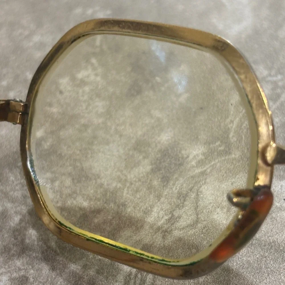 Vintage Hexagonal Gold Geometric Eyeglasses M/C 5 1/4 USA Retro Frames